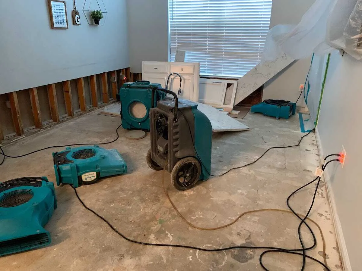 Dehumidifier in flood-cut room for Water Extraction & Removal in Wake Village